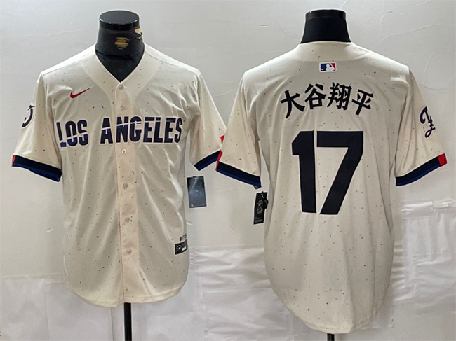 Men's Los Angeles Dodgers #17 大谷翔平 Cream Stitched Baseball Jersey Men's Los Angeles Dodgers #17 大谷翔平 Cream Stitched Baseball Jersey